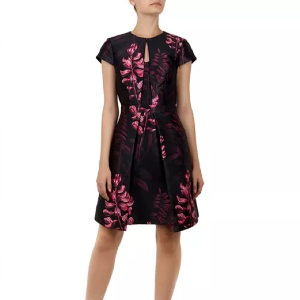 Ted Baker Jebby Splendor Jacquard Dress Black Fuschia Floral - Picture 12 of 13